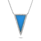0.13ct Diamond & 0.70ct Composite Turqoise 14k White Gold Necklace